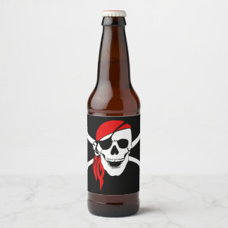 Pirate Skull Flag Bierflaschenetikett