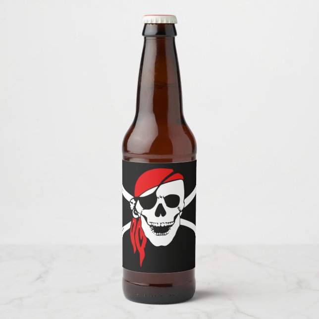 Pirate Skull Flag Bierflaschenetikett (Vorderseite)