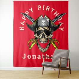 Pirate Skull Ghost Happy Birthday Hintergrund Wandteppich