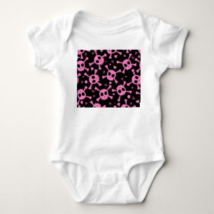 Pirate Skull: Girlish Hearts Pattern Baby Strampler