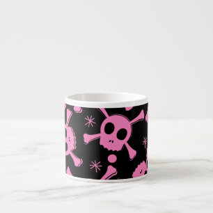 Pirate Skull: Girlish Hearts Pattern Espressotasse