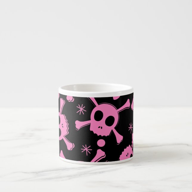 Pirate Skull: Girlish Hearts Pattern Espressotasse (Vorderseite)