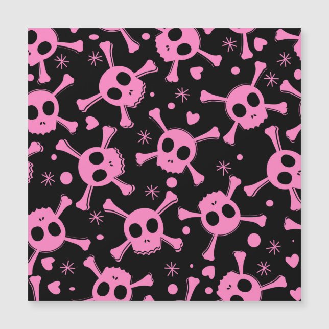 Pirate Skull: Girlish Hearts Pattern Magnetkarte (Vorderseite)