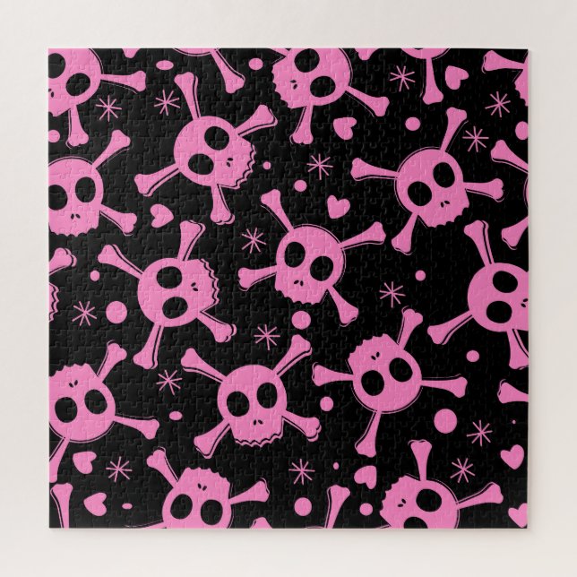 Pirate Skull: Girlish Hearts Pattern Puzzle (Vertikal)