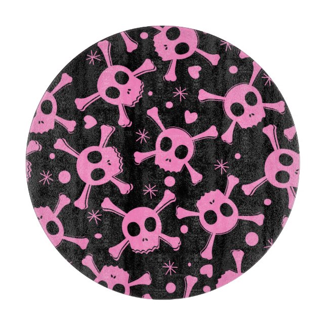 Pirate Skull: Girlish Hearts Pattern Schneidebrett (Vorderseite)
