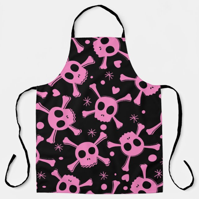 Pirate Skull: Girlish Hearts Pattern Schürze (Vorderseite)
