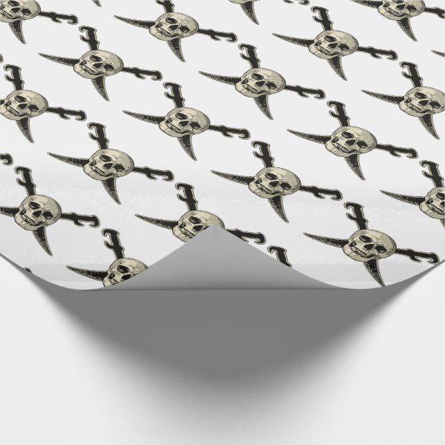 Pirate (Skull) - glänzendes Papier, 30" x 6' Geschenkpapier (Ecke)