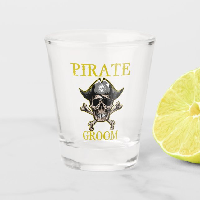 PIRATE SKULL GROOM GOLD GLASS SCHNAPSGLAS (Vorderseite)