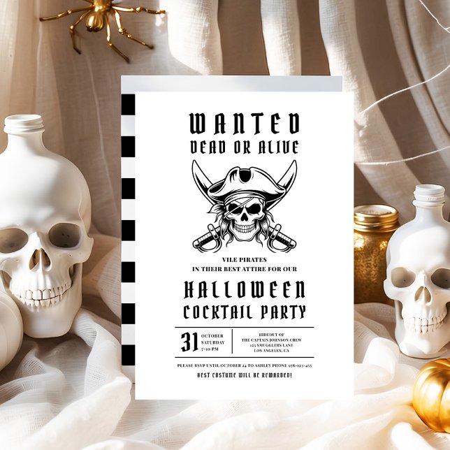Pirate Skull Halloween Cocktail Party Einladung (Pirate Skull Halloween Cocktail Party Invitation)