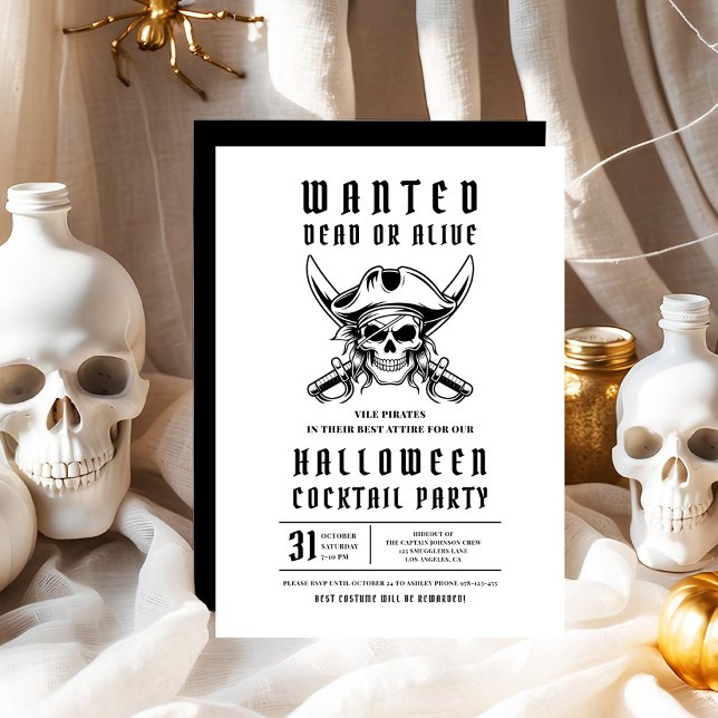 Pirate Skull Halloween Cocktail Party Einladung (Pirate Skull Halloween Cocktail Party Invitation)