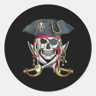 Pirate Skull Halloween Little Boys Girls Kinder Te Runder Aufkleber