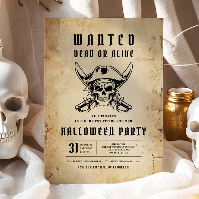 Pirate Skull Halloween-Party Einladung (Pirate Skull Halloween Party Invitation)