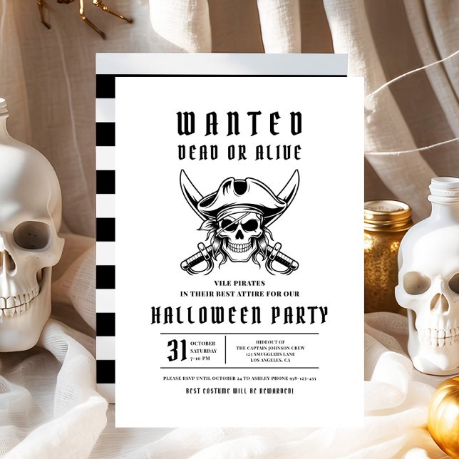Pirate Skull Halloween-Party Einladung (Pirate Skull Halloween Party Invitation)