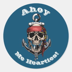 Pirate Skull in Bones Nautic Sticker