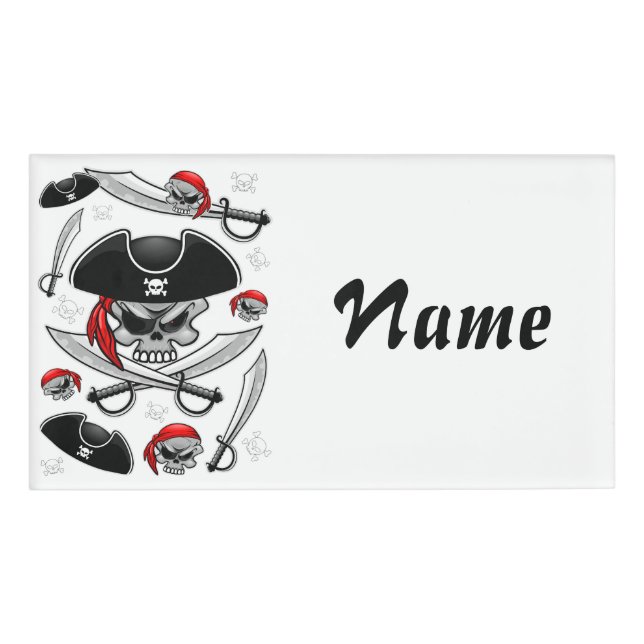 Pirate Skull mit Crossed Sabers Namenschild (Vorderseite)