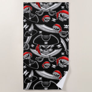 Pirate Skull mit Crossed Sabers Strandtuch