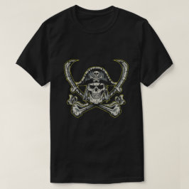 Pirate Skull mit grauem Gras T-Shirt