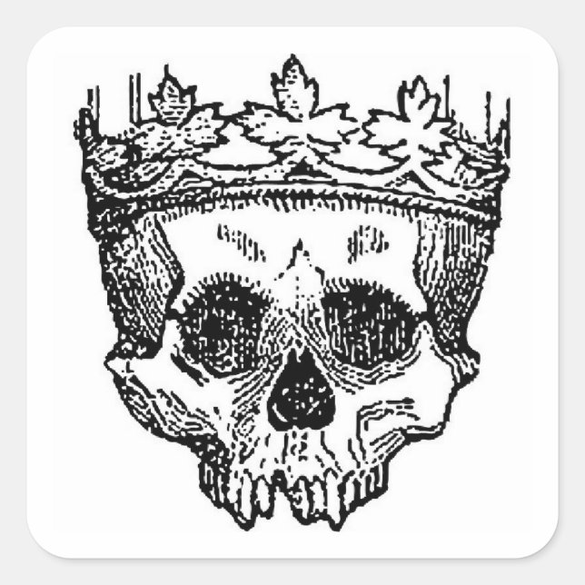 Pirate Skull mit Krone Quadratischer Aufkleber (Vorderseite)