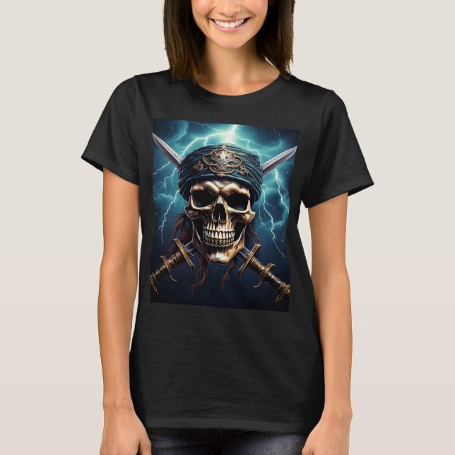 Pirate Skull mit Schwertern T - Shirt (Vorderseite)