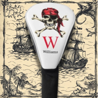 Pirate Skull Monogram Golf Headcover