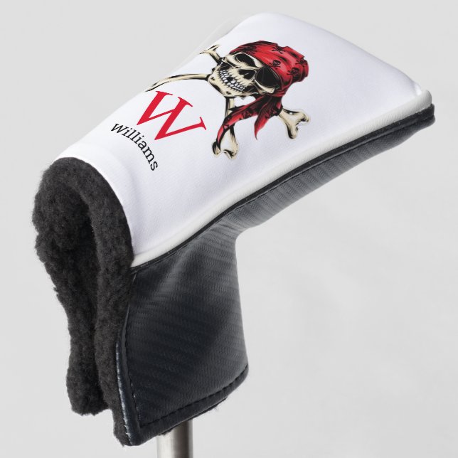 Pirate Skull Monogram Golf Headcover (3/4 Vorderseite)