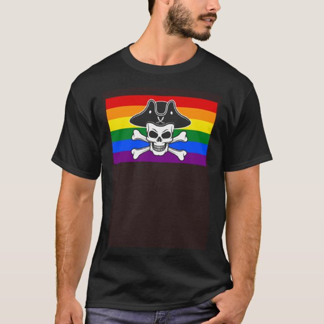 Pirate Skull Nautical Gay Pride Flag Ästhetische C T-Shirt (Vorderseite)