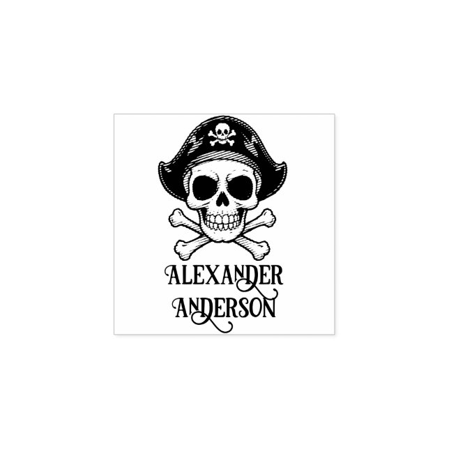 Pirate Skull Personalize Gummistempel (Prägung)