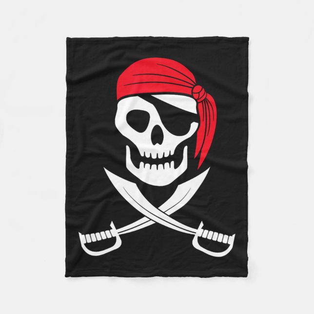 Pirate Skull Red Bandana Schwert Kostümgeschenk Fleecedecke (Vorderseite)