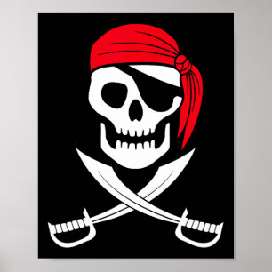 Pirate Skull Red Bandana Schwert Kostümgeschenk Poster