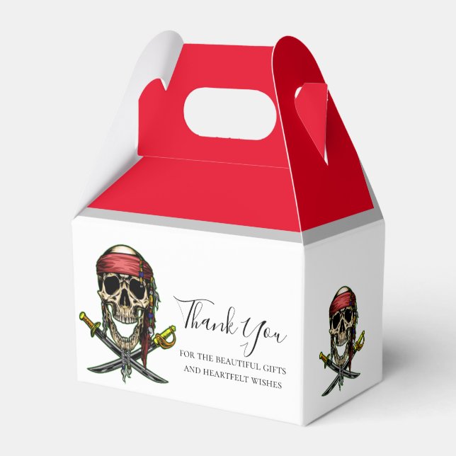 Pirate Skull Red Captain Favor Box Geschenkschachtel (Vorderseite)