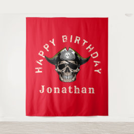 Pirate Skull Red Wandteppich