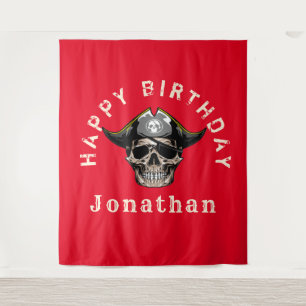 Pirate Skull Red Wandteppich