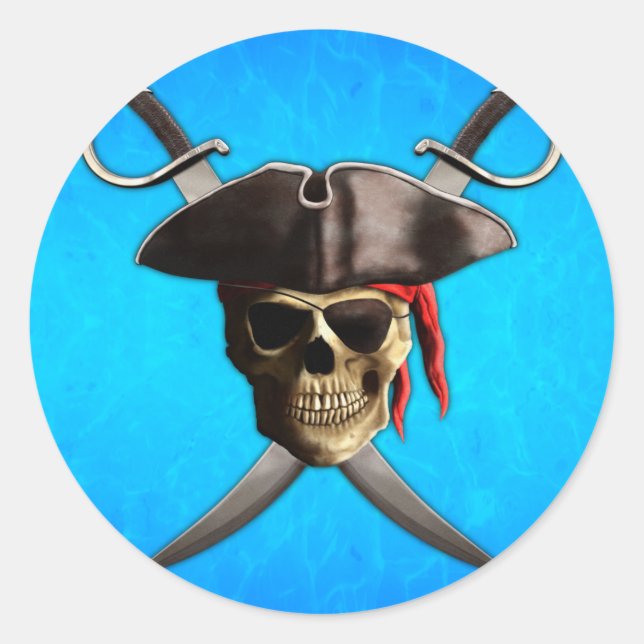 Pirate Skull Schwerter Runder Aufkleber (Vorderseite)