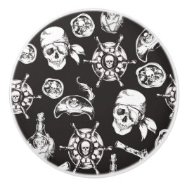 Pirate Skull Ship Wheel Keramikknauf
