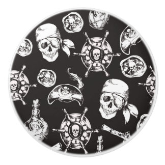 Pirate Skull Ship Wheel Keramikknauf