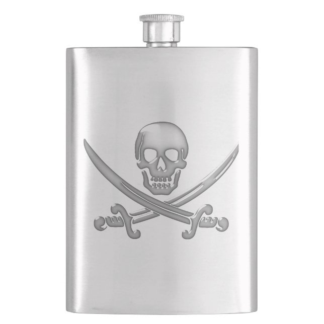 Pirate Skull & Sword Crossbones Flachmann (Vorderseite)