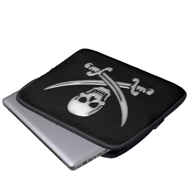 Pirate Skull & Sword Crossbones Laptopschutzhülle (Vorne Knopf)