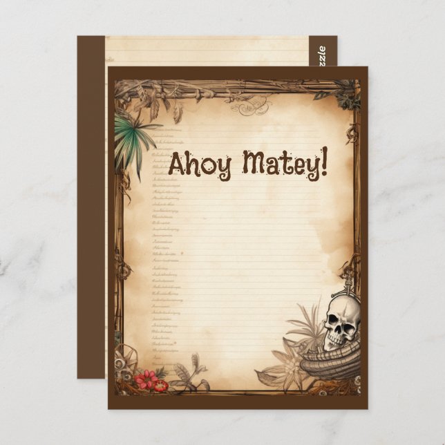 Pirate Skull Talk wie ein Piratengeburt Postkarte (Vorne/Hinten)