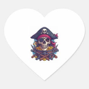 Pirate Skull Treasure Herz-Aufkleber