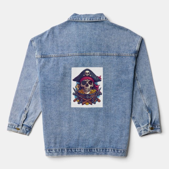 Pirate Skull Treasure Jeansjacke (Rückseite)