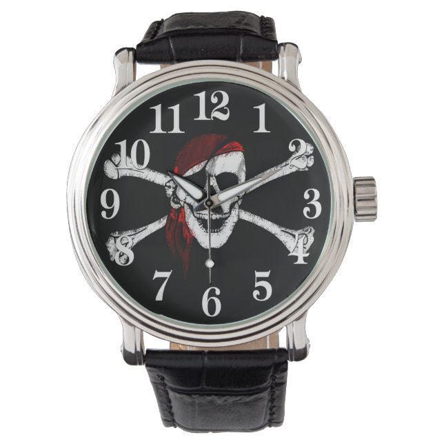 Pirate Skull und Crossbones Armbanduhr (Vorderseite)