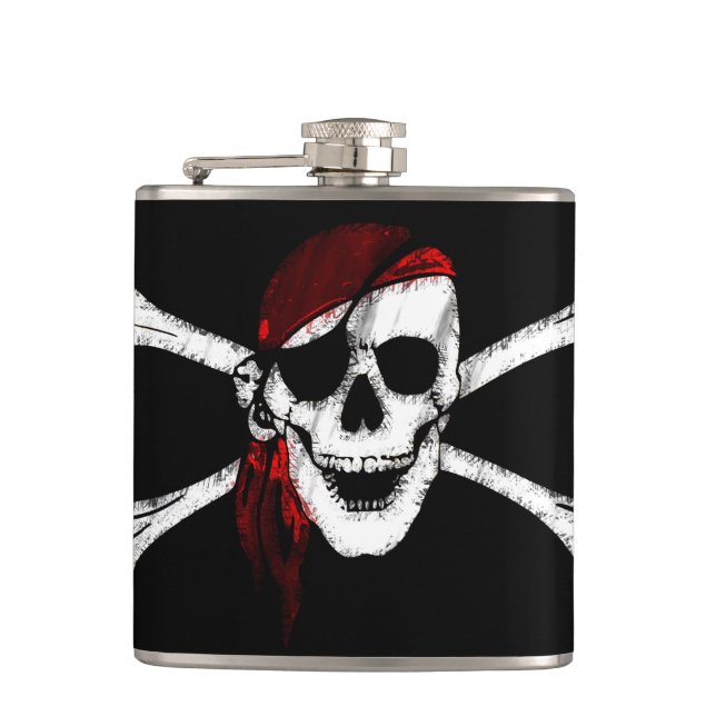 Pirate Skull und Crossbones Flachmann (Vorderseite)