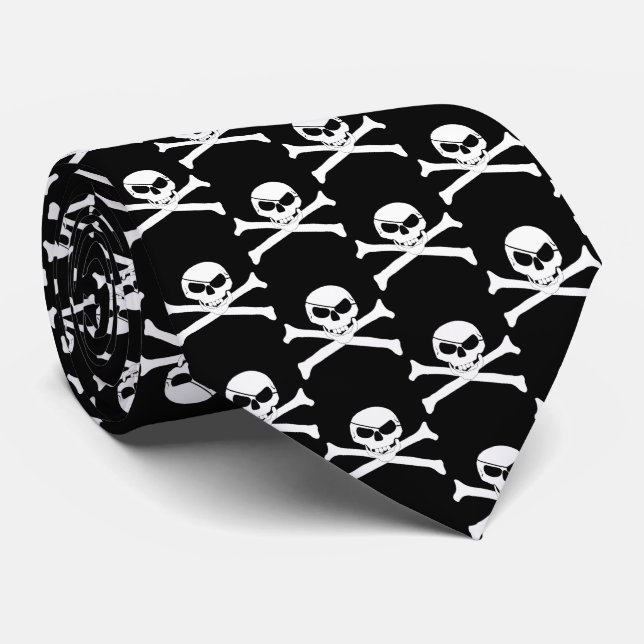 Pirate Skull und Crossbones Krawatte (Gerollt)