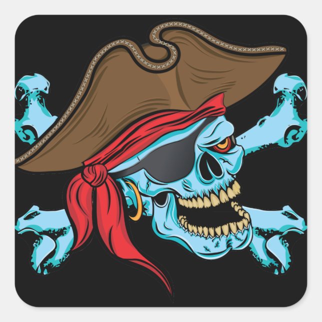 Pirate Skull und Crossbones Quadratischer Aufkleber (Vorderseite)