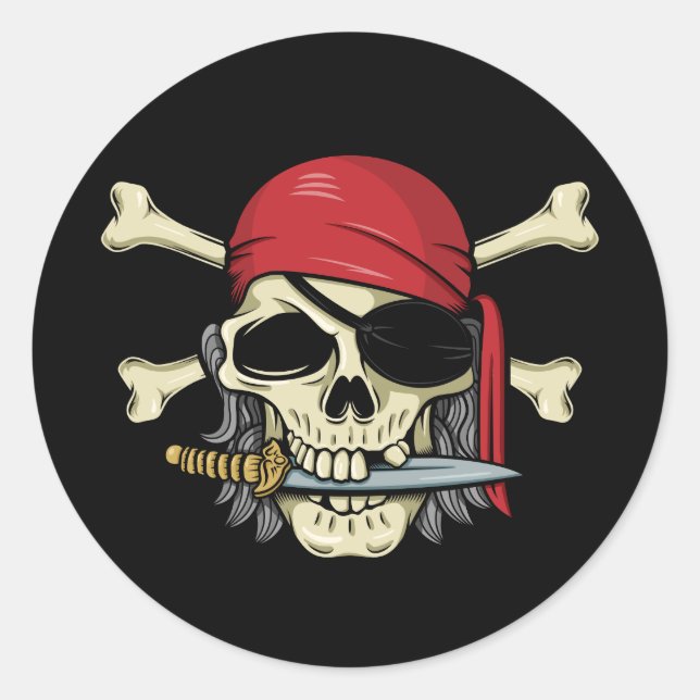 Pirate Skull und Crossbones Runder Aufkleber (Vorderseite)