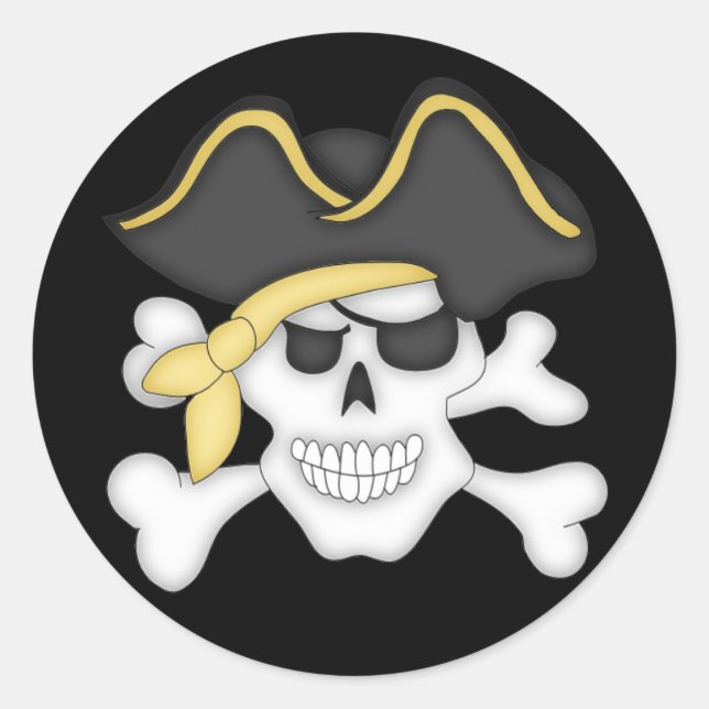 Pirate Skull und Crossbones Runder Aufkleber (Vorderseite)