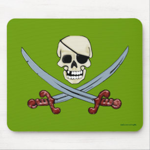 Pirate Skull und Crossed Cutlasses Creepy Art Mousepad