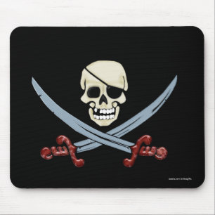 Pirate Skull und Crossed Cutlasses Creepy Art Mousepad