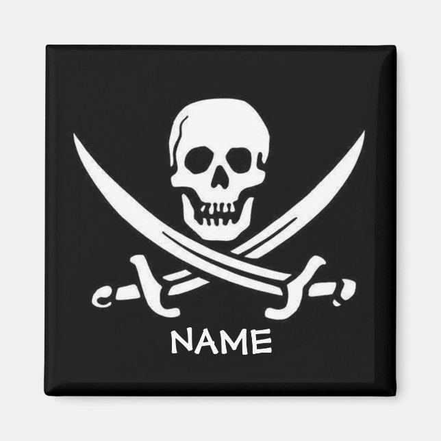Pirate Skull und Schwerter fügen Namen hinzu Magnet (Vorne)