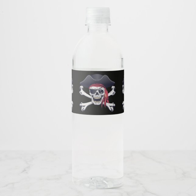 Pirate Skull Wasserflaschenetikett (Vorderseite)